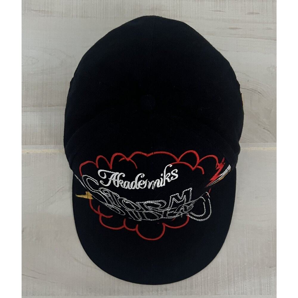 Rare Akademiks Black Hat Embroidered Storm Riders Baseball Cap Size 7 3/4 y2K - Picture 2 of 5
